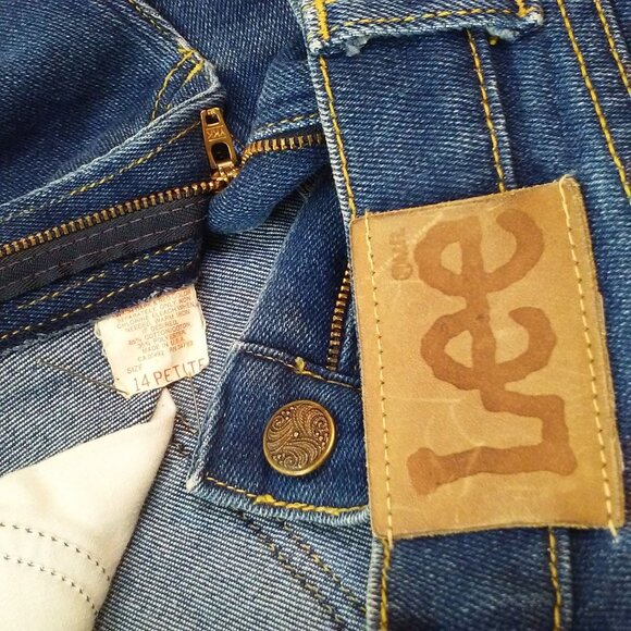 Vintage 80s Lee USA-Made Denim Mom Jeans 14-Petite 30x30 Hi-Rise 5-Pocket Dark - Picture 7 of 11